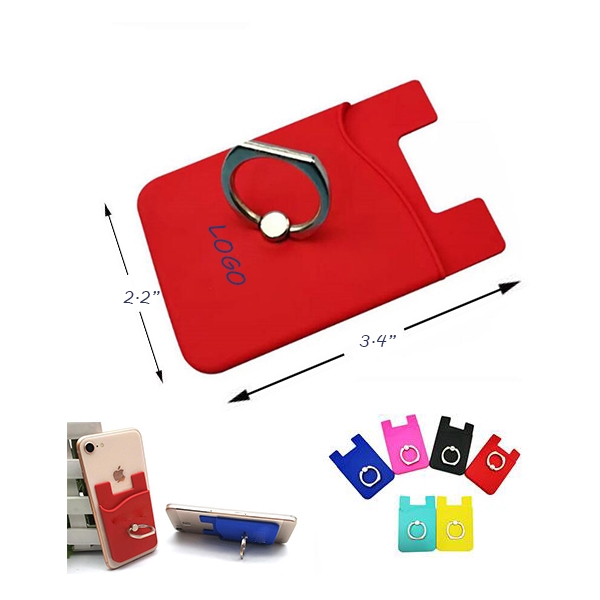 SUN1248 Silicone Cellphone Wallet With Metal Ring
