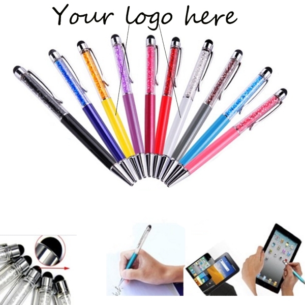 SUN1144 2 in 1 Crystal Touch Screen Stylus Ball Point Pen